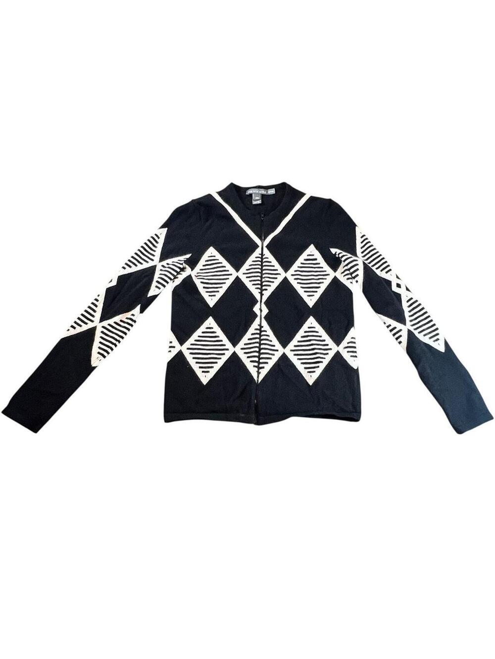 Bloomingdale’s Cashmere Argyle Zip Up Sweater